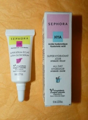NEW SEPHORA Hya All Day Hydrator + Vitamin C+E Ultra Glow Serum 2 Samples - Image 1 of 4