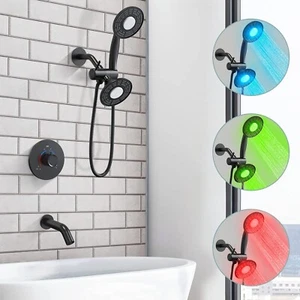 Kit de grifo de bañera y ducha ducha ducha de mano y válvula pantalla LED negro mate SFS-1023-BK5 - Imagen 1 de 1