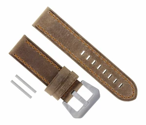 24MM LEATHER STRAP WATCH BAND FOR 44MM PANERAI 88 90 104 177 WATCH SAND ORANGE - Picture 1 of 6
