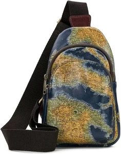 Patricia Nash Cuero Louetta Pequeño Cuero Eslinga Mapa Griego Nuevo - Imagen 1 de 6