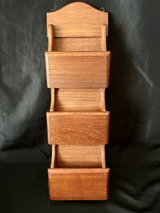 Vintage Goodwood Teak Wand Brief Regal hängend Post Organizer Schlüssel Haken 22,5" braun - Bild 1 von 8