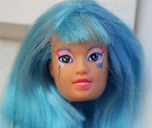 Jem and the Holograms AJA Doll Head ONLY Hasbro 1980's Blue Hair OOAK Repair - Picture 1 of 8