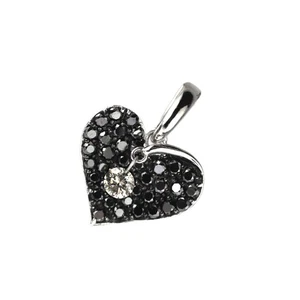 Colgante de diamantes negros K18WG con pavé de corazón de 0,45 quilates - Auténtico envío gratuito desde Japón - Imagen 1 de 3