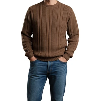 Retro Bill Blass Sweater Men’s LARGE | Brown Cable Knit Dad Sweater Cotton Blend - Image 1 of 4
