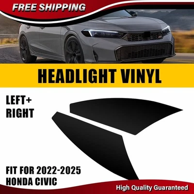 Para Honda Civic 2022-2025 Faro Lateral Marcador Vinilo Superposición Tinte Calcomanías Negro Foto 1 de 4