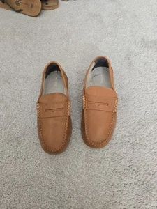 NEXT Tan Brown Leather Slip-on Loafers Size 2 Boys - Picture 1 of 6