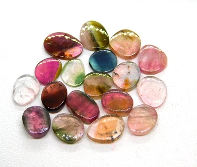 Natural Bio Color Tourmaline Slices 18 Pcs Multi Color Tourmaline Slices 13.9 Ct - Image 1 of 4