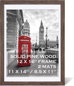12X16 Rustic Picture Frames Solid Wood Display Pictures 11X14 or 8.5X11 Diplomas - Picture 1 of 12