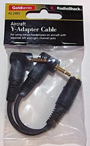 Radio Shack #42-2495 Aircraft Y-Adapter Cable NEW - Picture 1 of 1