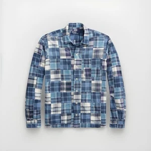 Polo Ralph Lauren Herren Blau Klassisch Patchwork Madras Camp Hemd Gr. M Neu mit Etikett - Bild 1 von 9