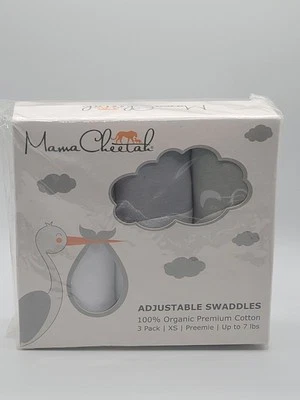 Mamma Cheetah ADJUSTABLE SWADDLES100% Organic Premium Cotton3 Pack XS Preemie  - Image 1 of 2