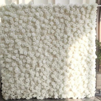 Telón de fondo blanco floral grande realista rosa flores decoración sesión de fotos eventos 7x7 pies Foto 1 de 3