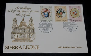 SIERRA LEONE 1981 ROYAL WEDDING SET OF 3 ISSUES ON  FIRST DAY COVER - Picture 1 of 1