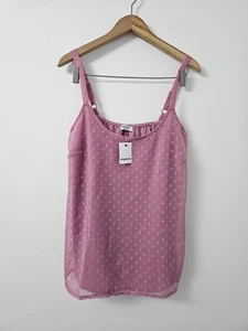Simply Be Cami Vest Womens Size UK12 Pink Chiffon Jacquard Layer Top - Picture 1 of 9