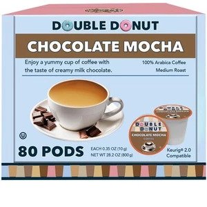 Double Donut Flavored Coffee Pods, Chocolate Mocha Coffee, Single Serve Mediu... - Picture 1 of 7