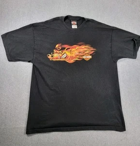 Camicia Vintage Harley Davidson Uomo XL Nero Fiamme Hog Biker Y2K MOTO USA - Foto 1 di 13