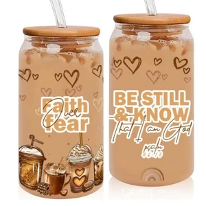 Sei still und weißt, dass ich Gott bin - Glaube über Angst Klarglas Becher mit Strohhalm - Bild 1 von 9