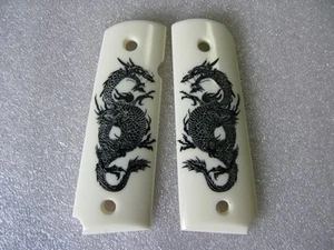 Gorgeous Dragon Beige Resin Grip For Colt 1911 Full Size Government Kimber Clone - Picture 1 of 9