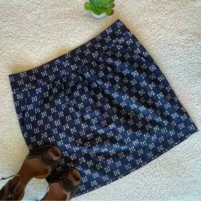 Gap 女式深蓝色蜡染图案隐藏拉链口袋迷你裙 6 码 — 第 1/4 张图片