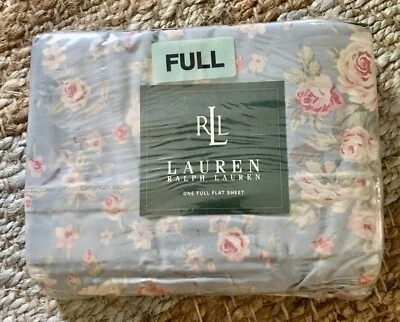 RALPH LAUREN SHELTER ISLAND BLUE FLORAL FULL FLAT SHEET ~ NIP  - Image 1 of 4