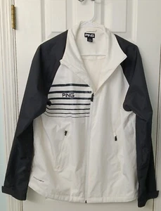 Ping Sensor Warm Golf Jacket Mens Medium Full Zip Up. White Grey - Picture 1 of 8