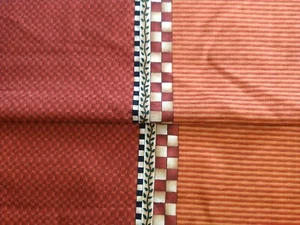 Debbie Mumm For SSI 12x44 Stripes & Geo Checks Rust Black Tan Border Print - Picture 1 of 5