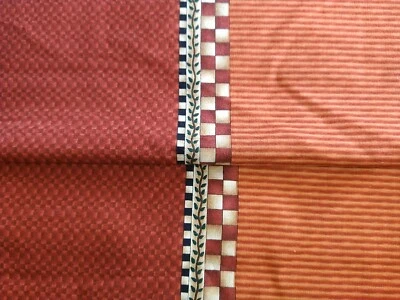 Debbie Mumm For SSI 12x44 Stripes & Geo Checks Rust Black Tan Border Print - Image 1 of 4