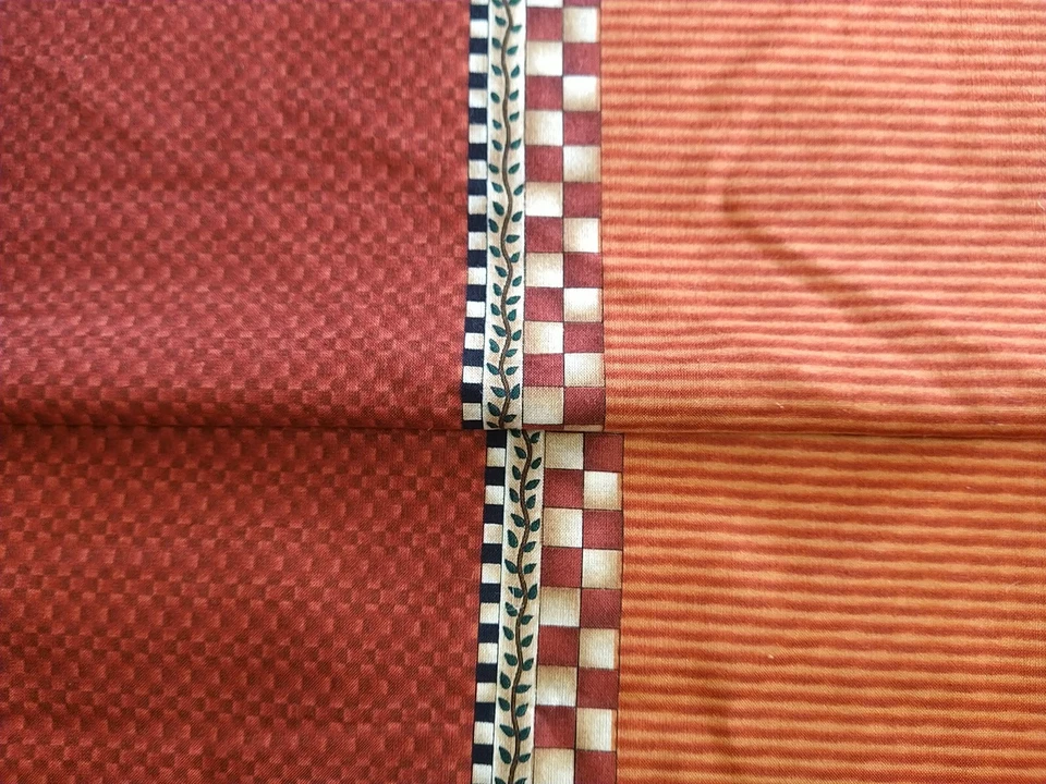 Debbie Mumm For SSI 12x44 Stripes & Geo Checks Rust Black Tan Border Print - Image 1 of 4