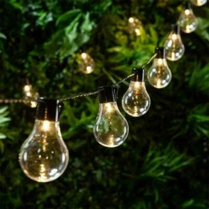 String Lights Solar Retro Ball Outdoor Garden LED Festoon Party Globe Bulb Lamp - Picture 1 of 14