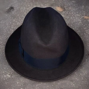 Borsalino U.S.A. Made Fur Felt Fedora Ribbon Trim Chocolate Brown Size 7 1/8 EUC - Picture 1 of 12