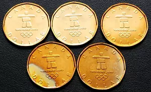 Lot of 5x Vancouver 2010 Olympics Loonies - Brilliant UNC - Beautiful Toning - Picture 1 of 2
