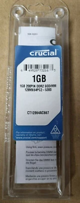 Crucial 1GB 200PIN DDR2 SODIMM PC2-5300 for Mac Mini - Image 1 of 3
