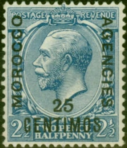 Morocco Agencies 1914 25c on 2 1/2d Blue SG133 Fine MNH - Picture 1 of 1