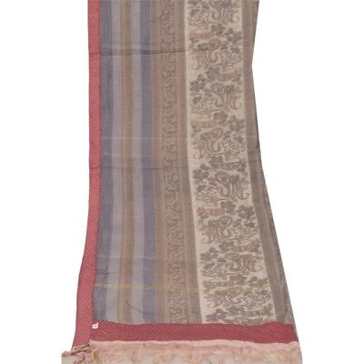 Bufandas envolventes Sanskriti Vintage Dupatta estola larga algodón gris estampado/pintado Foto 1 de 4
