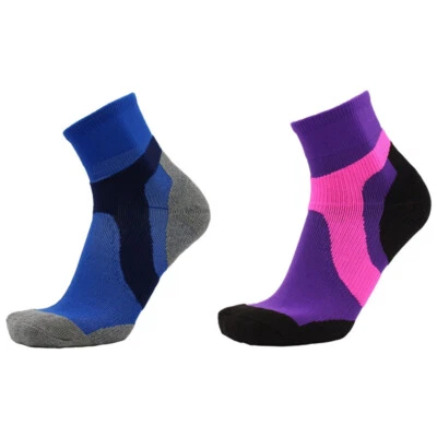 2 Pairs Pro Womens Mens Running Jogging Sport Ankle Socks Fitness Blue Purple - Image 1 of 3
