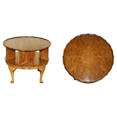 IMPRESIONANTE ESTANTERÍA GIRATORIA VINTAGE DE NOGAL REBABAS DE LOS AÑOS 40 MESA AUXILIAR DE CAFÉ Foto 1 de 4