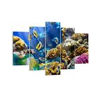 Wandbilder 150x100cm 5 tlg Leinwandbild Korallenriff Ozean Krabbe Fisch Bilder