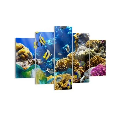 Wandbilder 150x100cm 5 tlg Leinwandbild Korallenriff Ozean Krabbe Fisch Bilder - Bild 1 von 4