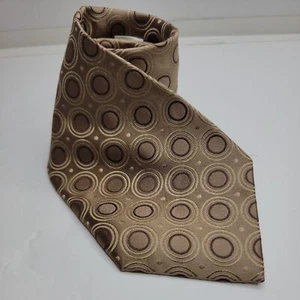 Karako Collection Silk Stain Resistant Circle Neck Tie Brown Tan 59" x 3.75" - Picture 1 of 6