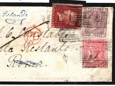 GB Scotland Cover 3-COLOUR FRANKING *Poste Restante* 1860 Forwarded Ireland D200 - Image 1 of 4