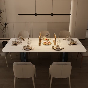 70.9” White Modern Dining Table with Sintered Stone Top - Kitchen Living Room - Picture 1 of 9