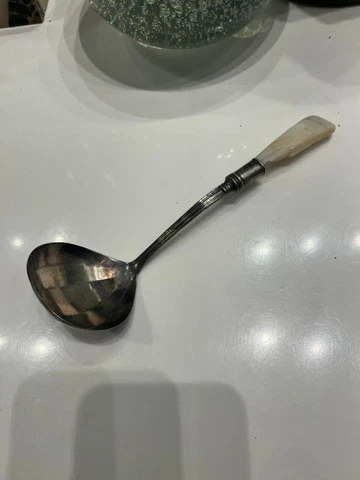 Art Deco Mother Of Pearl Sterling Silver Ladle Cover