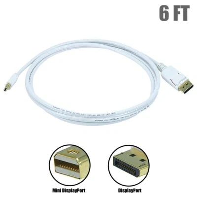 6FT Mini DisplayPort Male to DisplayPort Male Cable Bi Directional Mac Monitor - Image 1 of 3