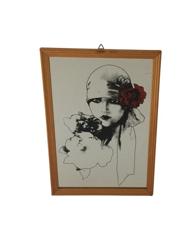 Art Nouveau Wall Framed Screen Print Mirror, Femme Fatale Art Nouveau Mirror Cover