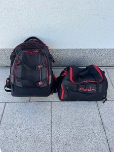 Satch Pack Schulrucksack-Set 2tlg mit Sporttasche ab 5. Klasse (schwarz/rot) - Bild 1 von 10