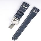 For IWC Studded Leather Watch Strap Folding Buckle in Head Cowhide 21mm 22mm