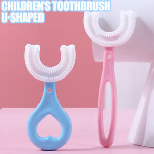 360° Kids U-Shaped Toothbrush Soft Silicone Brush Head Thorough Cleaning