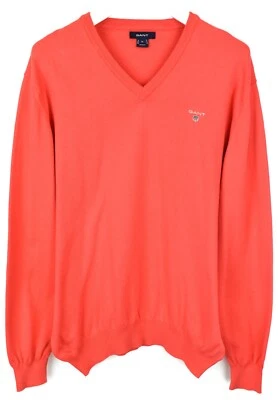 Gant Pull Homme XL Pull Serré Tricot Extensible Col V Rouge - Photo 1/4