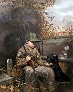 R.J. McDonald Boy Duck Hunting Print Granddad's Blind Signed/Numbered Print - Picture 1 of 1