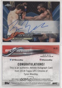 2018 Topps Chrome UFC Fighter Blue Wave Refractor /75 Tyron Woodley #FA-TT Auto
